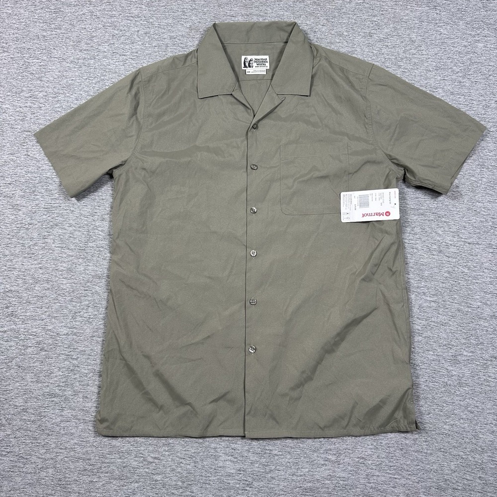 Marmot Shirt Mens Medium Green Muir Camp Loop Collar Button Up Outdoor Hiking